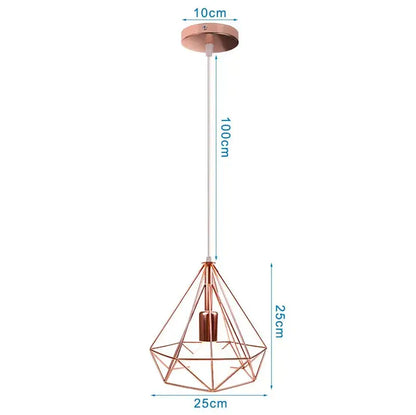 Industrial iron cage pyramid pendant lamp for kitchen dining room