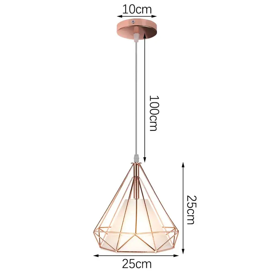 Industrial iron cage pyramid pendant lamp for kitchen dining room