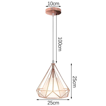 Industrial iron cage pyramid pendant lamp for kitchen dining room