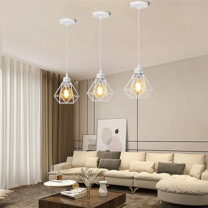 Industrial iron cage pyramid pendant lamp for kitchen dining room