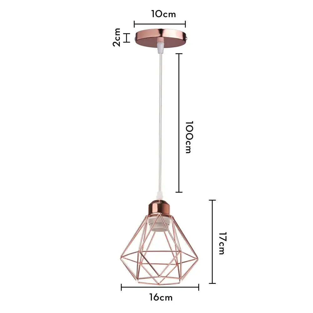 Industrial iron cage pyramid pendant lamp for kitchen dining room