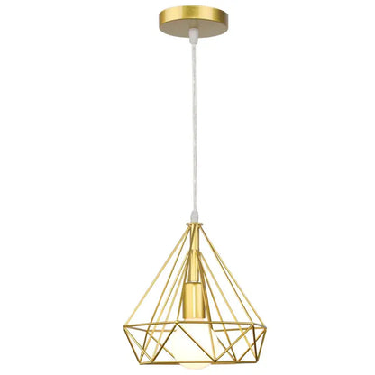 Industrial iron cage pyramid pendant lamp for kitchen dining room
