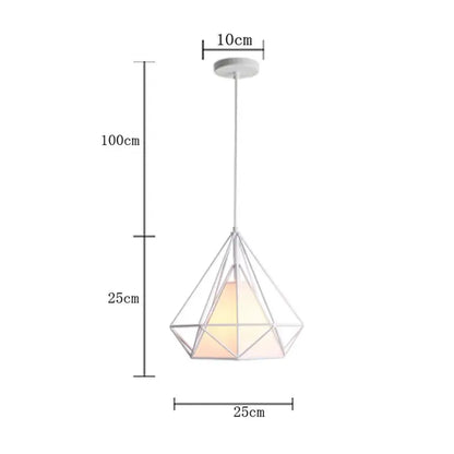 Industrial iron cage pyramid pendant lamp for kitchen dining room