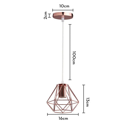 Industrial iron cage pyramid pendant lamp for kitchen dining room