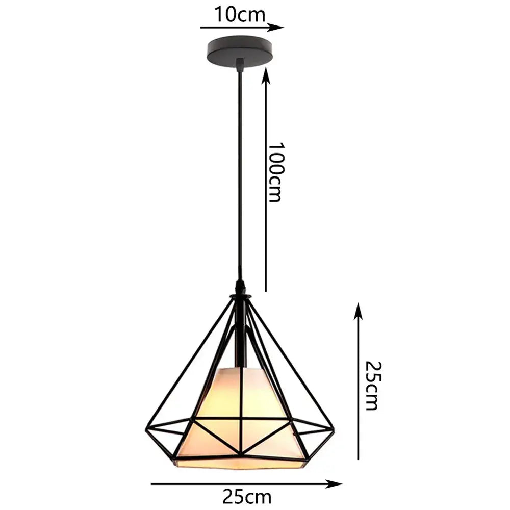 Industrial iron cage pyramid pendant lamp for kitchen dining room