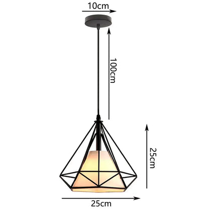 Industrial iron cage pyramid pendant lamp for kitchen dining room