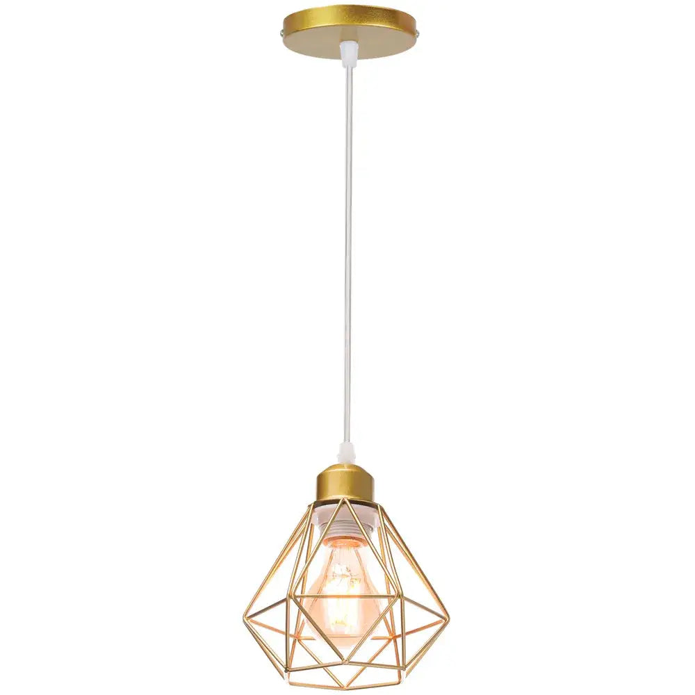 Industrial iron cage pyramid pendant lamp for kitchen dining room