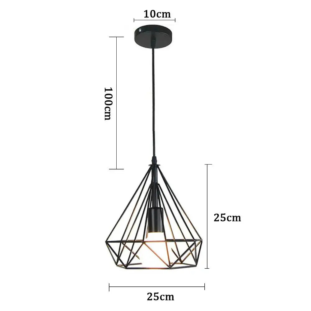 Industrial iron cage pyramid pendant lamp for kitchen dining room