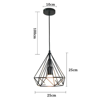 Industrial iron cage pyramid pendant lamp for kitchen dining room
