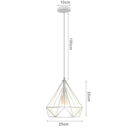 Industrial iron cage pyramid pendant lamp for kitchen dining room