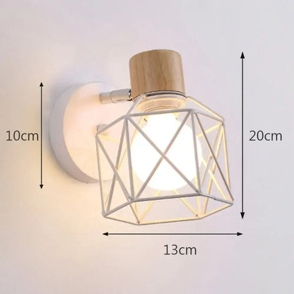 Industrial iron cage wall light bedroom black metal sconce