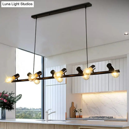 DecorBites™ Industrial Iron Ceiling Light: Black Naked Bulb Pendant Spotlight for Dining Room Island