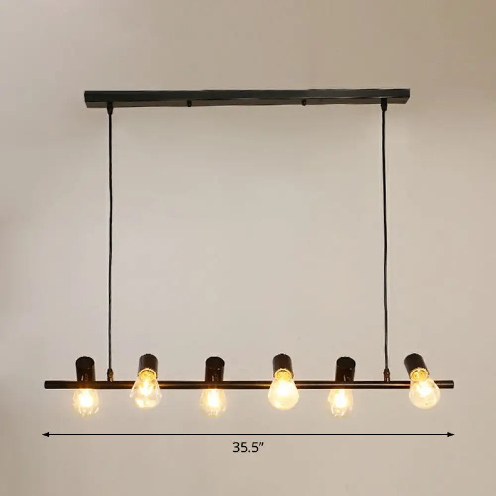 DecorBites™ Industrial Iron Ceiling Light: Black Naked Bulb Pendant Spotlight for Dining Room Island