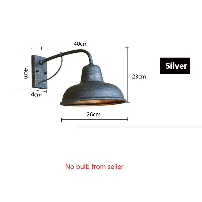 Industrial iron outdoor garden wall lamp for porch or patio