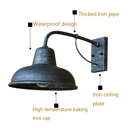 Industrial iron outdoor garden wall lamp for porch or patio