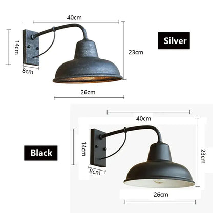 Industrial iron outdoor garden wall lamp for porch or patio