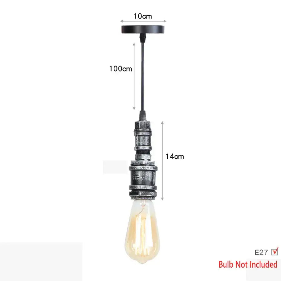 Industrial iron pipe pendant light kitchen black & brass with valve