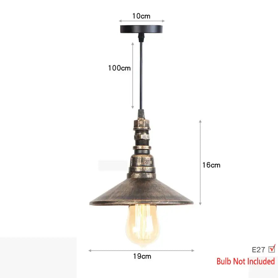 Industrial iron pipe pendant light kitchen black & brass with valve