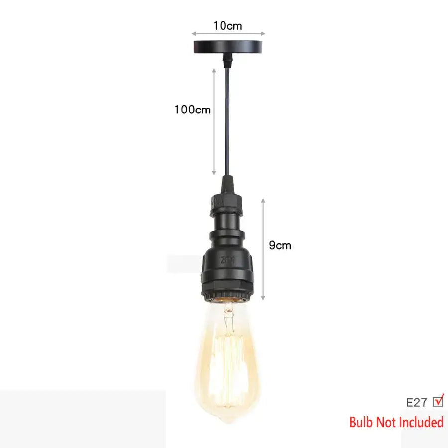 Industrial iron pipe pendant light kitchen black & brass with valve