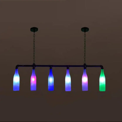 DecorBites™ Industrial Iron Pipe Wine Bottle Pendant Light - Multi-Color Island Lamps