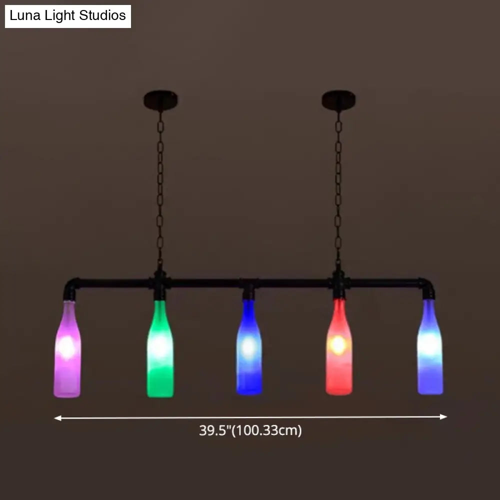 DecorBites™ Industrial Iron Pipe Wine Bottle Pendant Light - Multi-Color Island Lamps