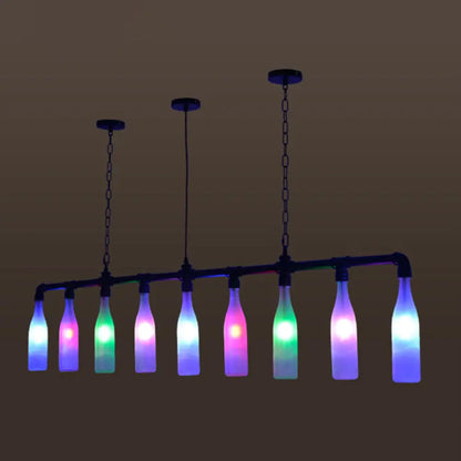 DecorBites™ Industrial Iron Pipe Wine Bottle Pendant Light - Multi-Color Island Lamps