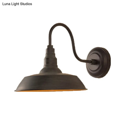 DecorBites™ Industrial Iron Wall Light Fixture - Single-Bulb Wall Mount Lighting, Pot Lid Design