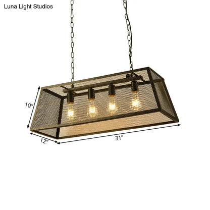 Industrial iron wire mesh island lamp – dining room 5-light pendant