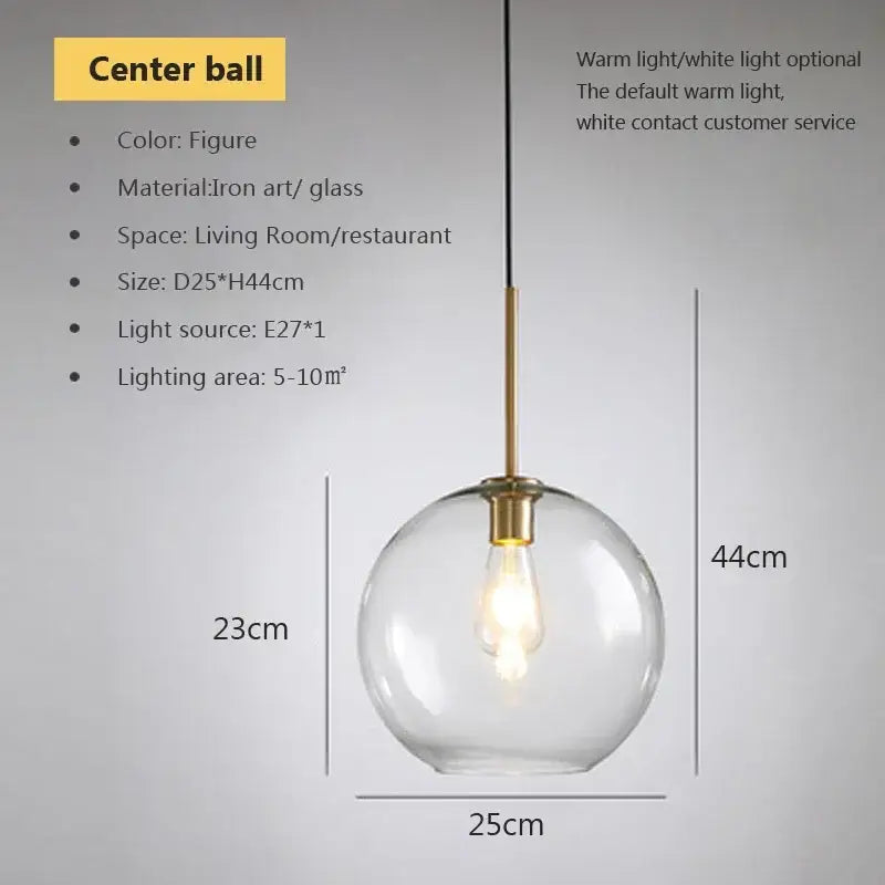 Industrial loft glass pendant light brass trio for dining room