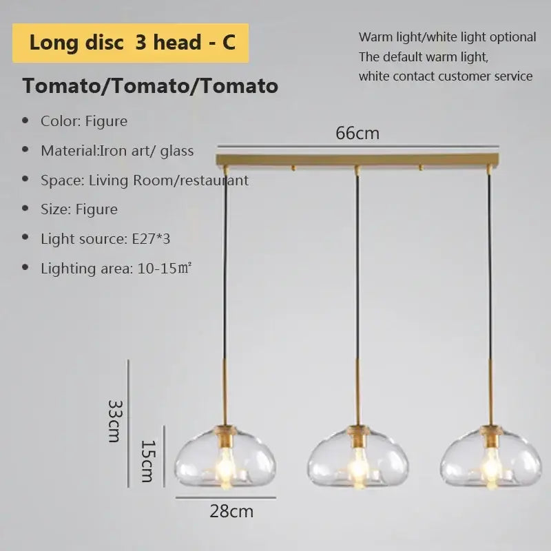Industrial loft glass pendant light brass trio for dining room