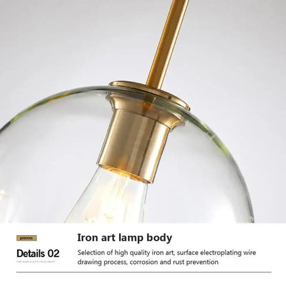 Industrial loft glass pendant light brass trio for dining room