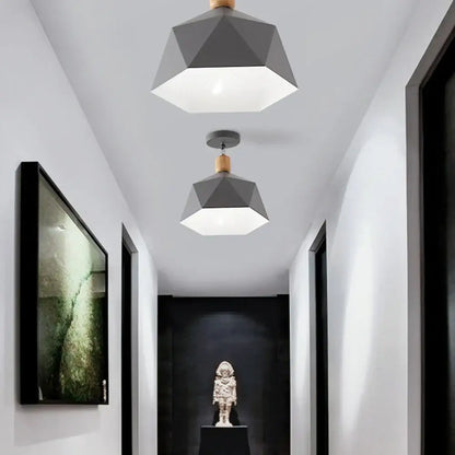 Industrial loft green and wood pendant light kitchen ceiling lamp