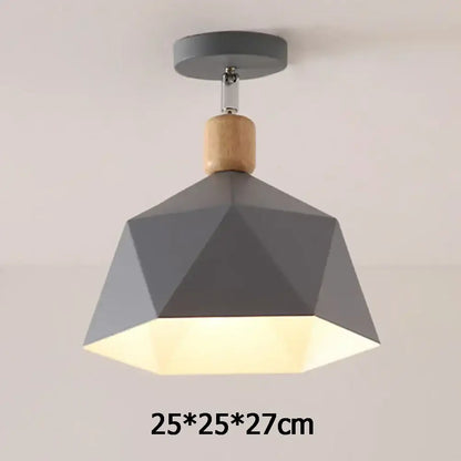 Industrial loft green and wood pendant light kitchen ceiling lamp