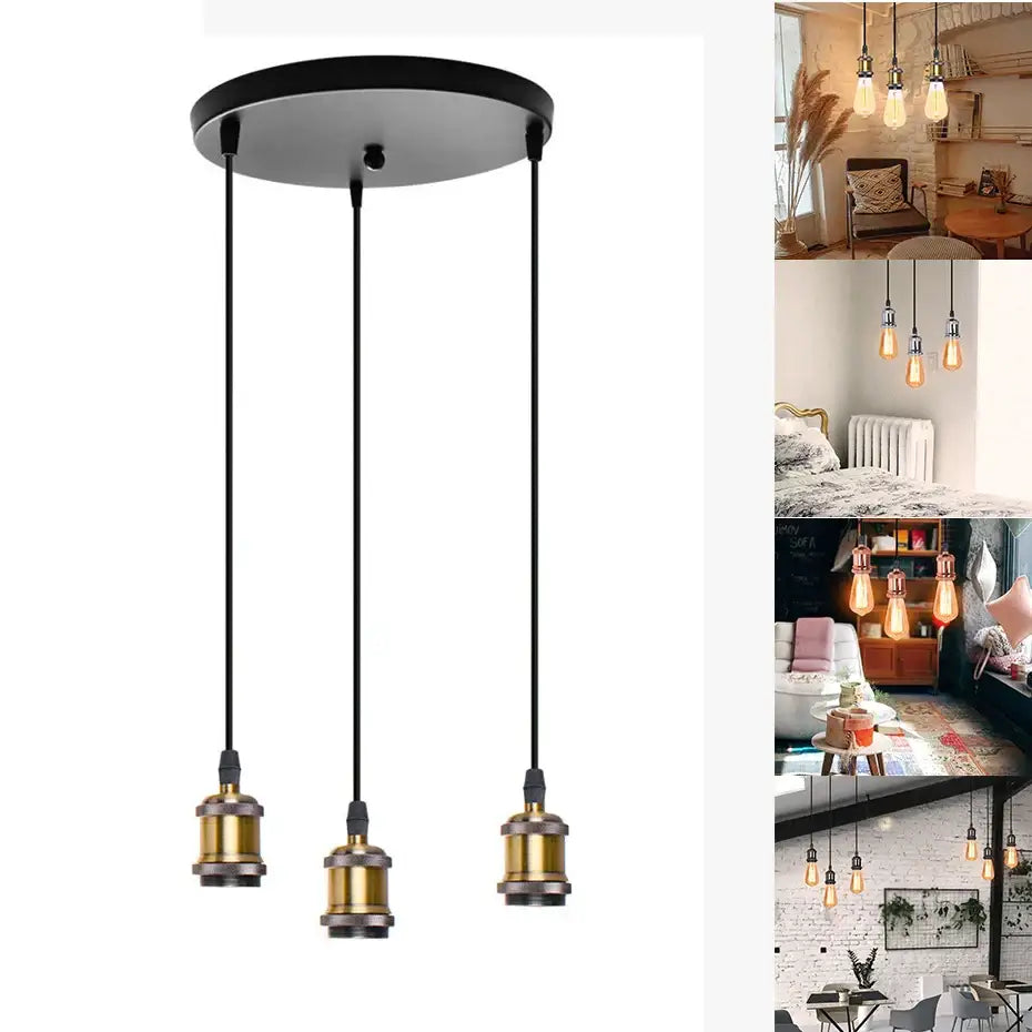 Industrial loft led black and brass pendant light kitchen dining room