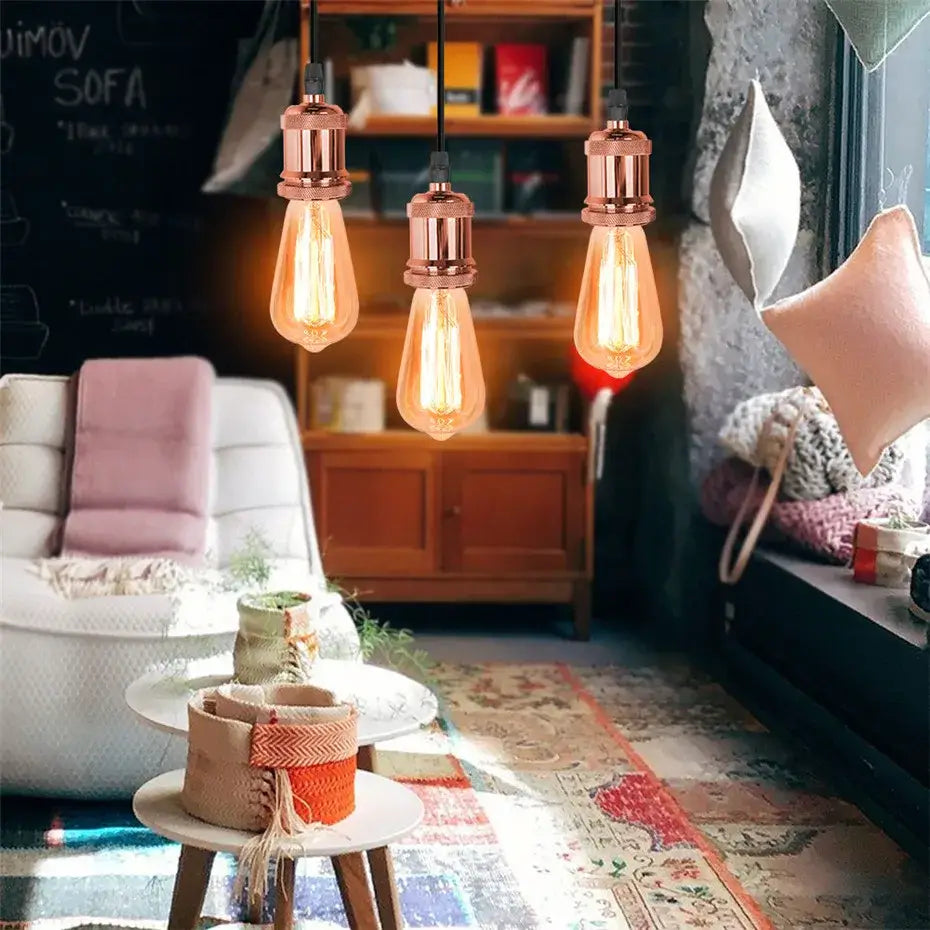 Industrial loft led black and brass pendant light kitchen dining room