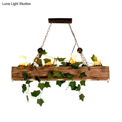 DecorBites™ Industrial Marble Pendant Light with 4 Wood Lights for Dining Room Island