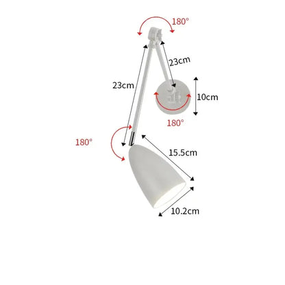Industrial matte black adjustable swing long arm wall lamp bedroom