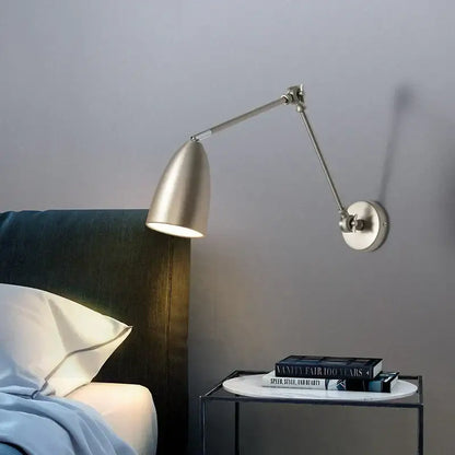 Industrial matte black adjustable swing long arm wall lamp bedroom