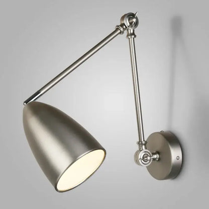 Industrial matte black adjustable swing long arm wall lamp bedroom