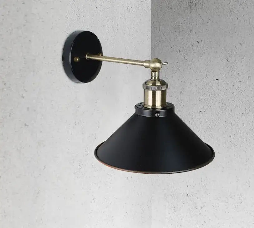 Industrial matte black & brass wall sconce – living room lighting