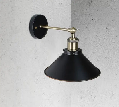 Industrial matte black & brass wall sconce – living room lighting