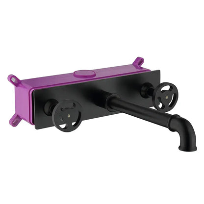 Industrial matte black dual handles basin faucet bathroom decor