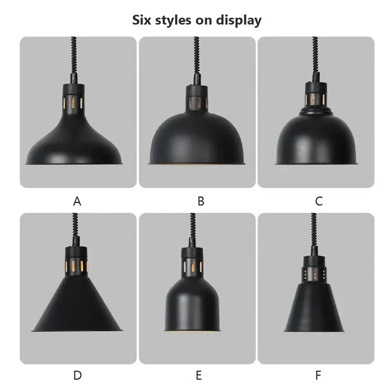 Industrial matte black electric food heat preservation lamp kitchen