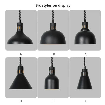 Industrial matte black electric food heat preservation lamp kitchen