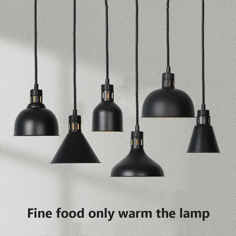 Industrial matte black electric food heat preservation lamp kitchen