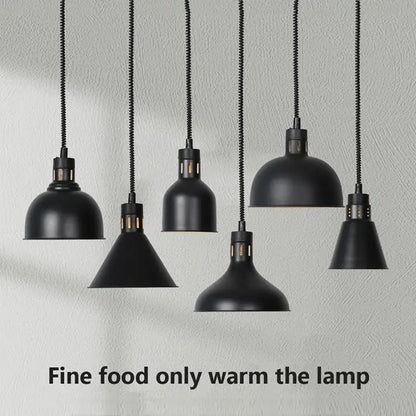 Industrial matte black electric food heat preservation lamp kitchen