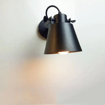 Industrial matte black iron loft edison wall light bedroom sconce