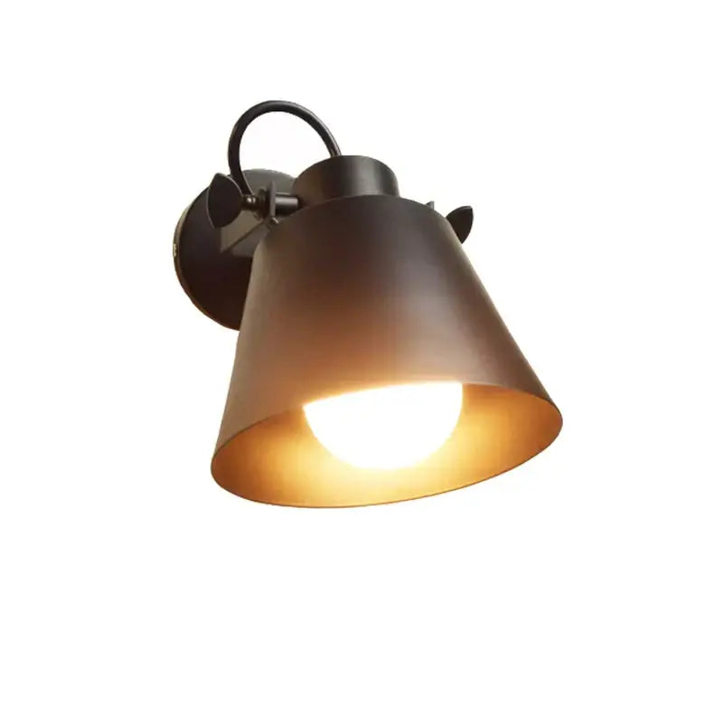 Industrial matte black iron loft edison wall light bedroom sconce
