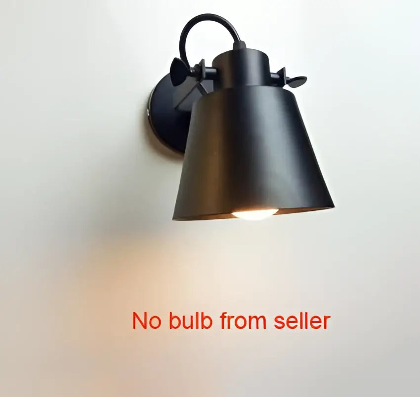 Industrial matte black iron loft edison wall light bedroom sconce