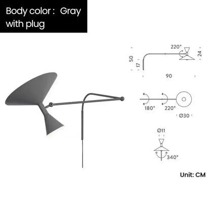 Industrial matte black rotatable wall sconce lamp bedroom